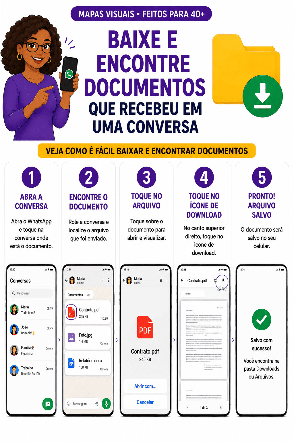 Baixe e encontre documentos que recebeu em uma conversa